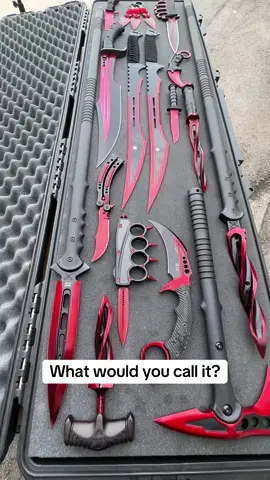 What would you call this red tactical mega knife and sword set 🤯🔥 #Tatcha #ninja #knife #knives #edcknife #warrior #tactical #sword #swords #katana #katanas #fyp #foryou #viral #viralvideo