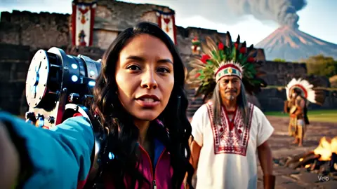 Viajera del tiempo vista Tenochtitlan y uno de sus templos #Tenochtitlan #mexico🇲🇽 #veo3  #ia 