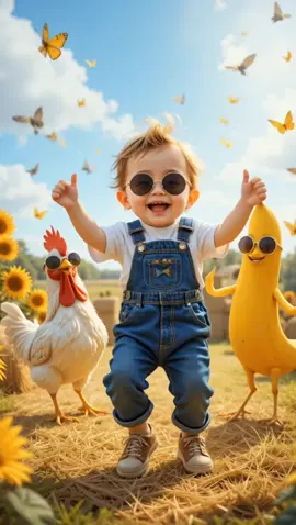 chicken and banana dance with cute baby 🐥#chikenbanana #bananadancechallenge #babydance 
