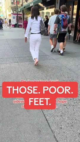 I can’t even fathom walking in Midtown barefoot - holding sandals. I hope she’s (mentally) ok but I had to catch my train. It’s the hottest day of 2025 so far - 99°+ and the city is gross. #heatwave #barefoot #midtown #nyc #newyork #tourists #Summer #2025 