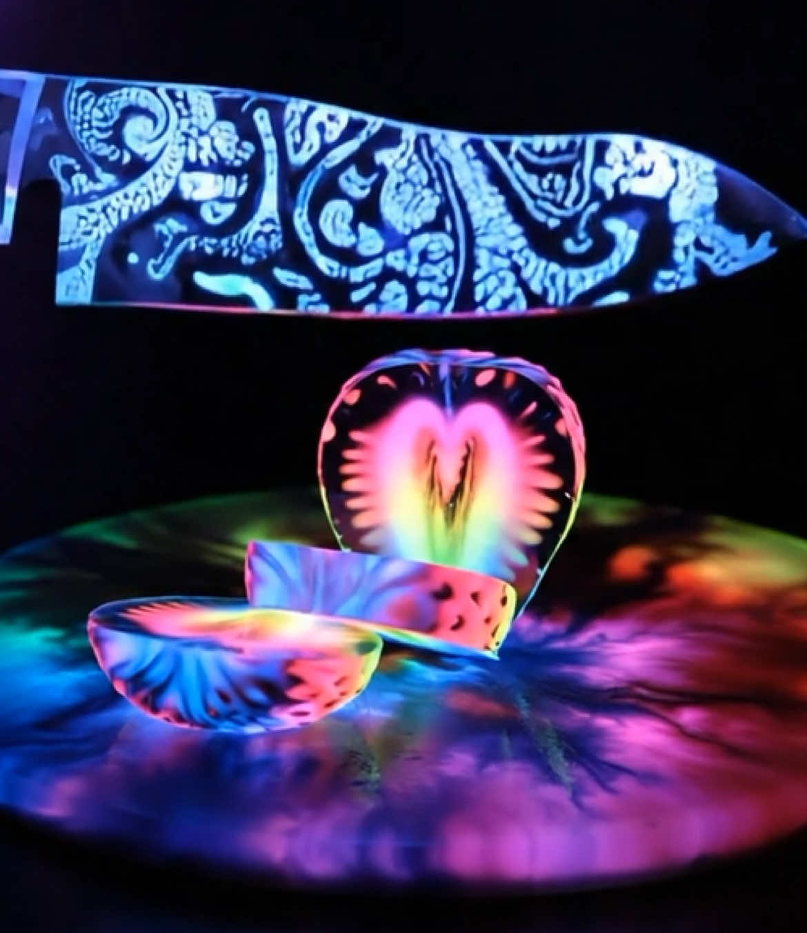Cutting glass tie-dyed fruit, this is TOO GOOD 🤩 #satisfying #oddlysatisfying #asmr #aiasmr #fypシ゚viral #trending #fyp #aigenerated #ai 