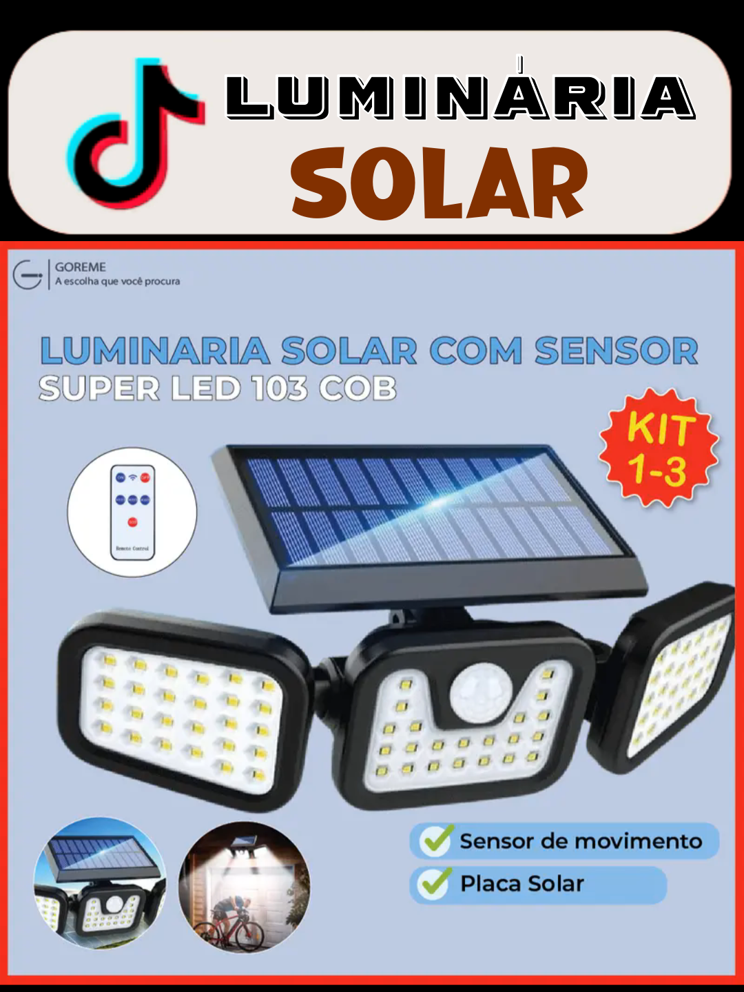 Kit 1-3 Luminária Solar Led 10W com Sensor de Movimento Luz Fria Ajustável para ambientes externos #LuminariaSolar #LuminariaComSensor #LedSolar10W #LuzFriaAjustavel #LuminariaExterna #EnergiaSolar #IluminacaoComSensor #LuminariaComControle #LuminariaResidencial #IluminacaoExterna #LedComSensor #LuminariaSolarExterna #SegurancaComLed #LuminariaDeParede #EconomiaDeEnergia #IluminacaoAutomatica #LuzComSensorDeMovimento #CasaIluminada #LuminariaSustentavel #TecnologiaSolar