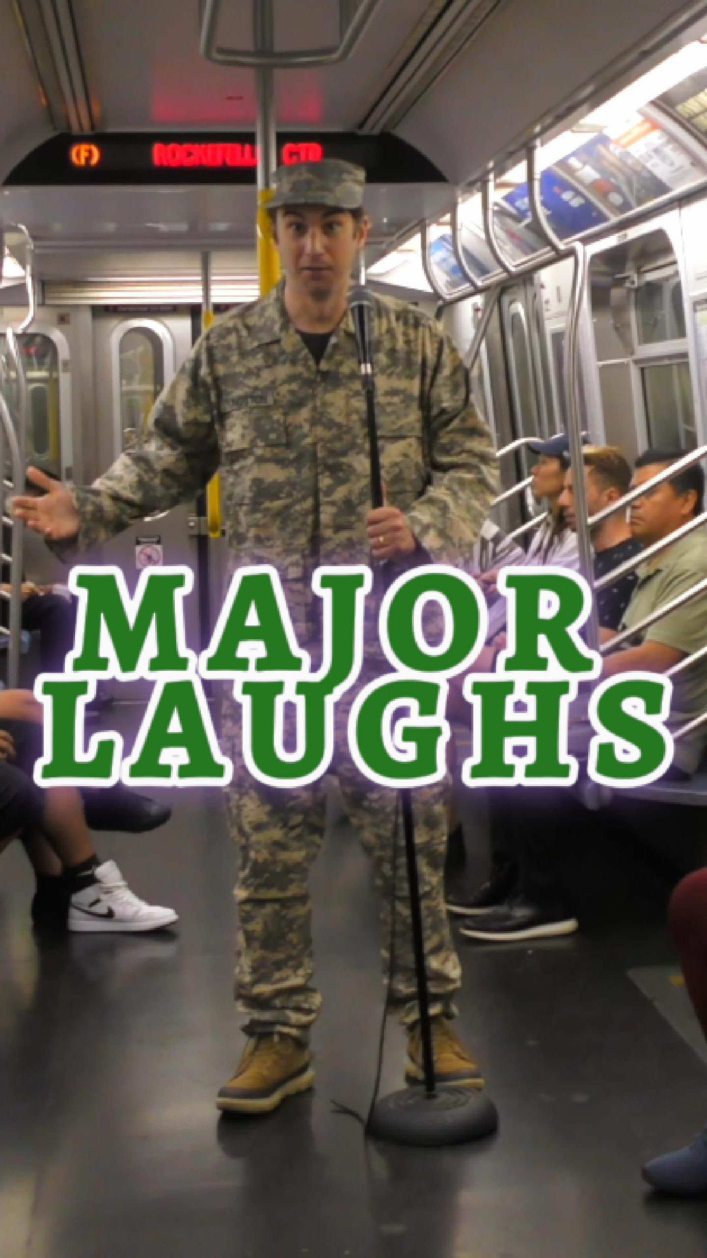 A soldier does stand up on the subway. #standup #solider #comedian #nyc