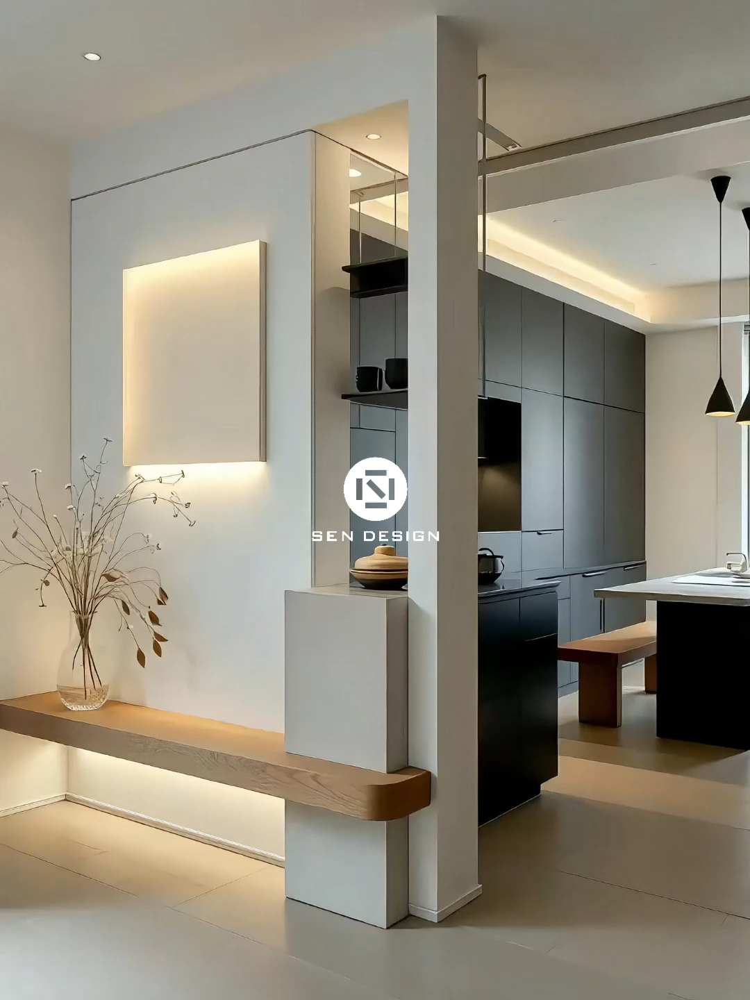Căn hộ hiện đại & tinh giản. #sendesign.8888  #CănHộHiệnĐại #CănHộSangTrọng #KhôngGianĐẳngCấp #ThiếtKếNộiThất #NộiThấtCaoCấp #LuxuryLiving #ModernApartment #PhongCáchSống #CănHộTrongMơ #SốngĐúngGu