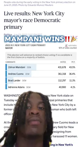 ZOHRAN MAMDANI WINS #fyp #news #nyc #zohranmamdani #cuomo 