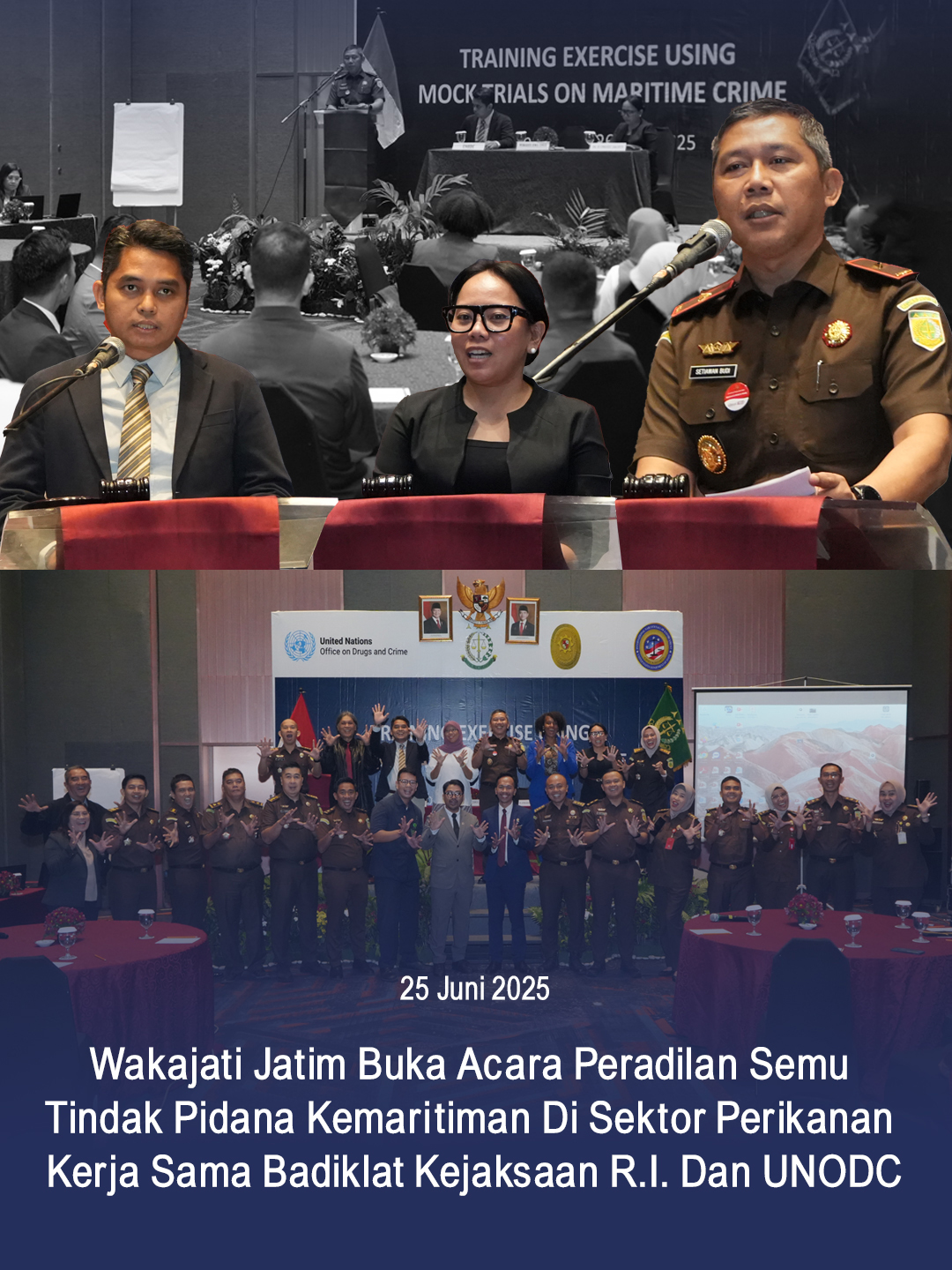 Wakajati Jatim Buka Acara Peradilan Semu Tindak Pidana Kemaritiman Di Sektor Perikanan Kerja Sama Badiklat Kejaksaan R.I. Dan UNODC @kejaksaan.ri