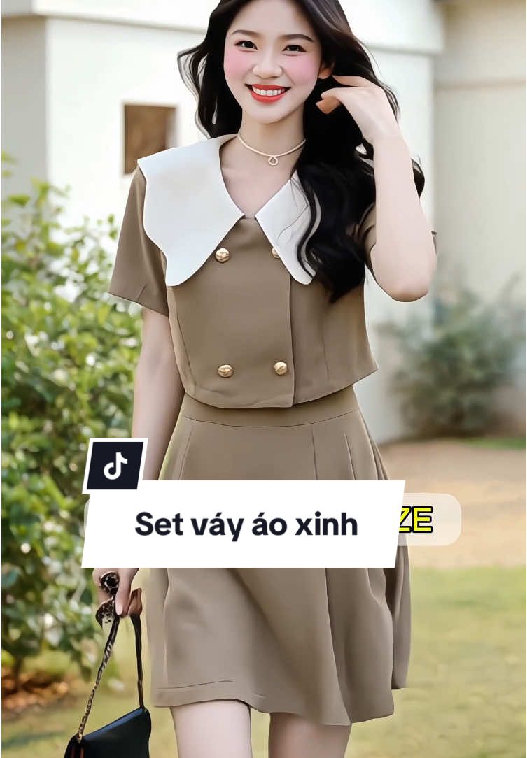 Set váy áo thiết kế sang trọng thanh lịch, xinh xỉu lun ạ. Set gồm áo vest tay ngắn cổ bèo kèm chân váy xếp ly nè. Chất cotton lạnh thoáng mát lắm ạ #setdonu #setdoxinh #setvayao #setcongso #TikTokShopThoiTrend #thoitrangnu #xuhuong #saocongso 