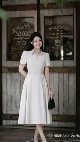 #CapCut Váy dáng xòe cổ lượn kèm chân váy xếp ly sang chảnh #xuhuong #damhottrend #vayhottrend #damxinh #thơitrangnu 