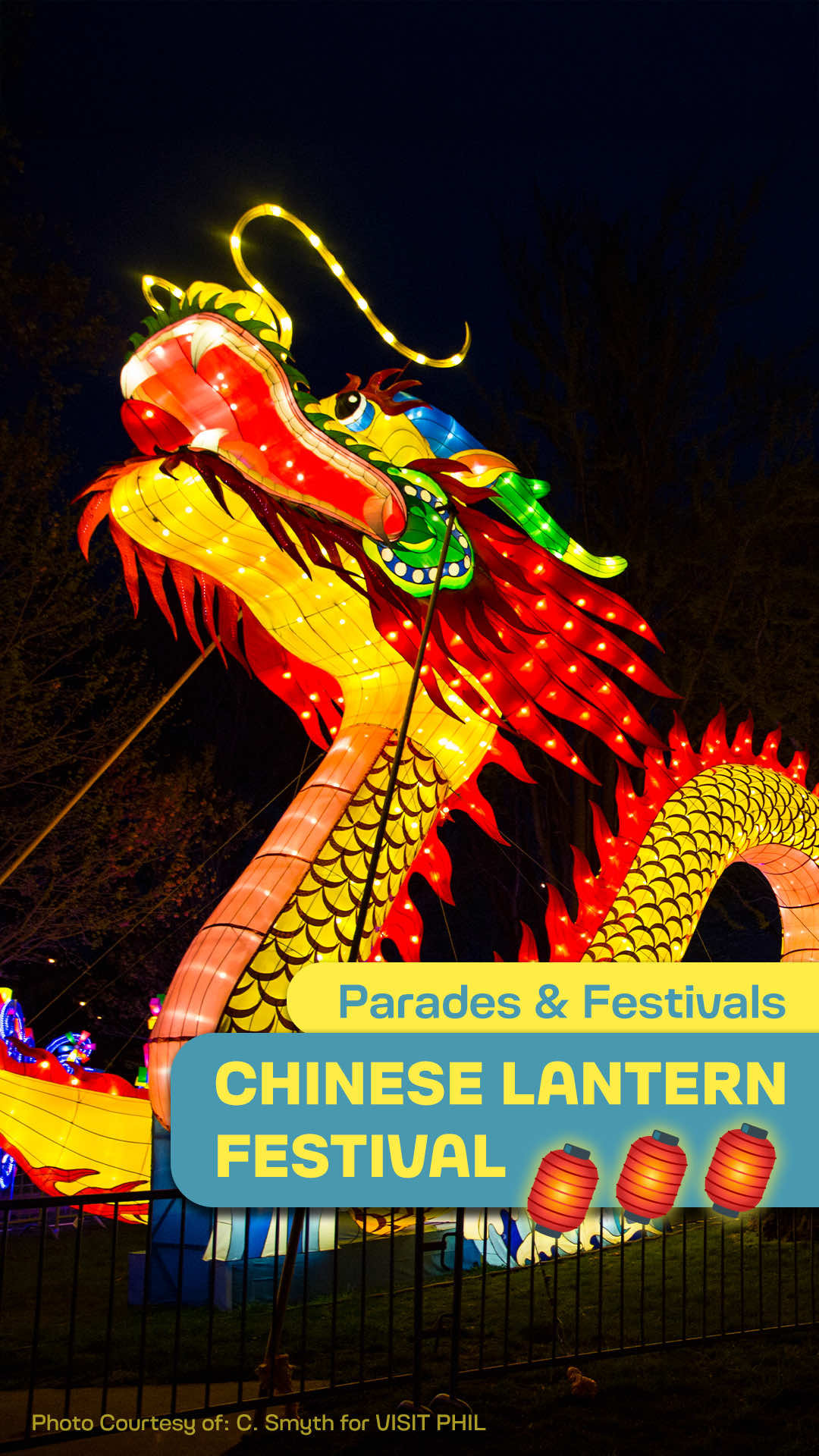 The Philadelphia Chinese Lantern Festival is LIT! 🏮 It’s in full swing until August 31st, so there’s plenty of time to go be DAZZLED by the 1,100+ sculptures placed in almost forty SPECTACULAR lantern displays. 🐲 There are also tons of illuminating cultural exhibitions, food & beverage options and musical performances — something for everybody! 🥟🥁 (Big thanks to @nicollemoscol & @pip.jfkliving for this footage.)   📍 Franklin Square @ 6th and Race Streets, Philadelphia, PA 19106 📅 June 20-August 31 ⏰ Open Daily 6pm-11pm   6, 6:30, & 7pm – Fountain Shows   7:30pm – Stage Performances   8 & 8:30pm – Fountain Shows   9 pm – Stage Performances   9:30 & 10pm – Fountain Shows   10:15pm – Stage Performances   10:30 pm – Fountain Show 🎟️ Tickets required; Timed entry tickets required Fri.-Sun.; Can be purchased online (phillychineselanternfestival.com) or at festival entrance 💵 Mon.-Thurs. Ticket Prices: Adults $26, Children (Ages 3-12) $17, Youth (13-17), Seniors (65+) & Active Military (w/ I.D.) $23; Fri.-Sun. Ticket Prices: Adults $29, Children (Ages 3-12) $17, Youth (13-17), Seniors (65+) & Active Military (w/ I.D.) $27 🥟 Check out the Dumpling Workshop with Sang Kee (part of Cultural Connections displays which are held Fri.-Sun.; this one is at 7:15pm), where you’ll learn the history of dumplings and how to make them!   #festival #philly #philadelphia #pennsylvania #philadelphiapa #chineselantern #chineseculture #multicultural #dumplings #lantern #visitpa