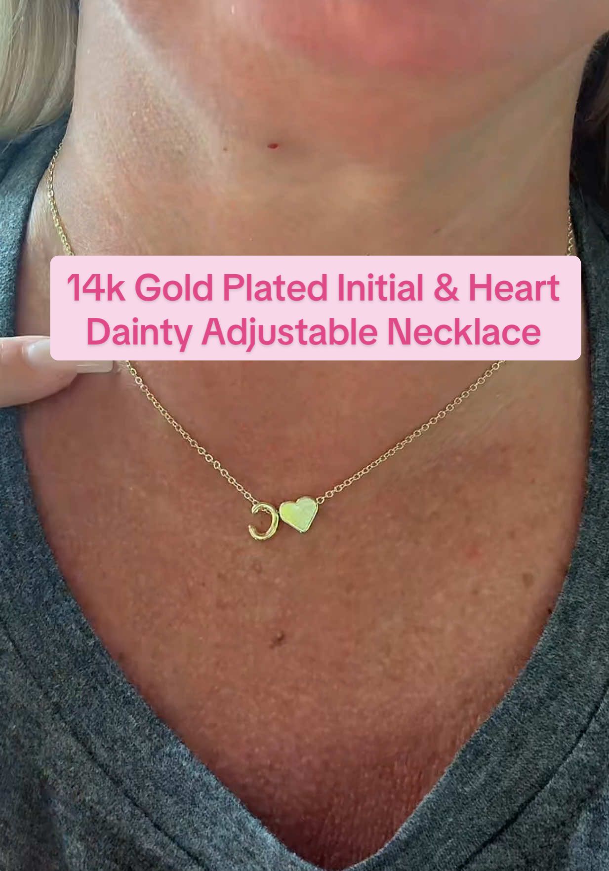 The 14k gold plated dainty initial & heart necklace is on sale now with free shipping! #necklace #initialnecklace #necklaces #daintynecklace #bubbleletternecklace #dealsforyoudays #tiktokshopsummerturnup 