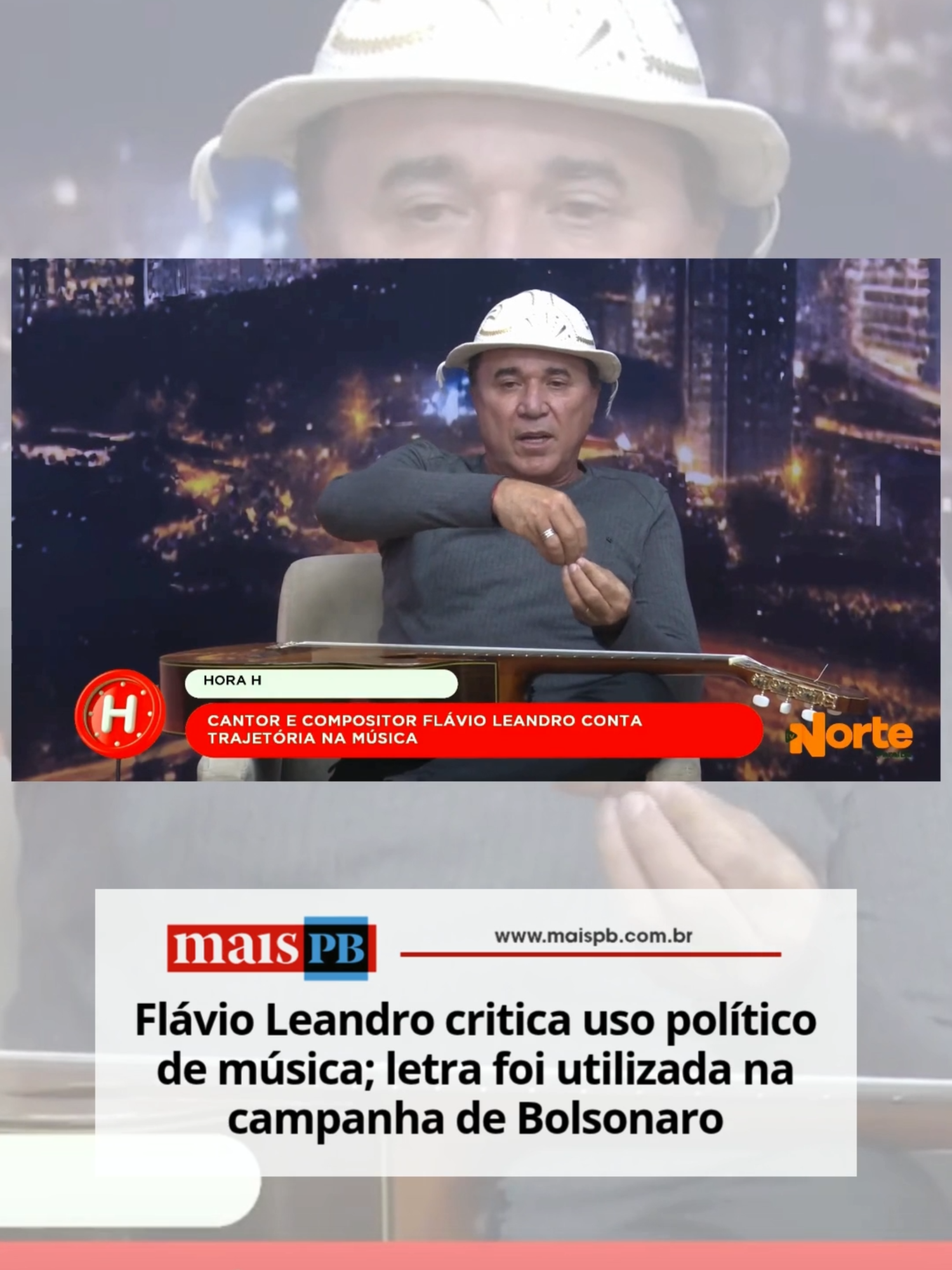 O cantor e compositor Flávio Leandro criticou o uso indevido de sua música “Chuva de honestidade” por políticos que, segundo ele, não representam os valores expressos na obra. Durante entrevista ao programa Hora H, da TV Norte Paraíba, o artista disse se incomoda com “muita gente querendo usar o atestado de puro e de são sem ser” através da canção. A letra foi utilizada pelo ex-presidente Jair Bolsonaro durante a campanha eleitoral de 2018 e no início de seu mandato.”Eu acho que é muito difícil no Brasil ter alguém com calibre grosso pra usar essa canção”, avaliou. ➡️ Quer saber mais? Leia no maispb.com.br 🎥: TV Norte PB