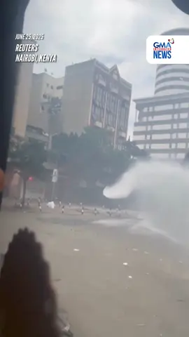 TRIGGER WARNING: SENSITIVE CONTENT WATCH: Water cannons and tear gas were used by police to disperse anti-government protests in Kenya's capital Nairobi on Wednesday, June 25. Video from the scene shows demonstrators running as police move in with water cannons. Reuters was able to independently verify the location with the road layout, the outline and position of the buildings that matched the file and satellite imagery of the area.  Reuters was able to independently verify the date with the original file metadata from the source. Thousands of Kenyans took to the streets to commemorate last year's demonstrations, in which more than 60 people died. Over 100 people were injured and hospitalized, most with bullet wounds, a source at Kenyatta National Hospital in the capital Nairobi told Reuters. Courtesy: Reuters