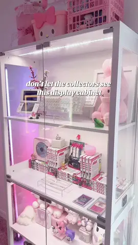 This is every collectors dream display cabinet, and it’s back in stock! I need like 3 more of these asap! #displaycabinet #figurecollector #collector #RoomTour #roominspo #GamingSetup #mangashelf #cabinet #displaycase #pinkgamingsetup #roomdecor #anime #manga 