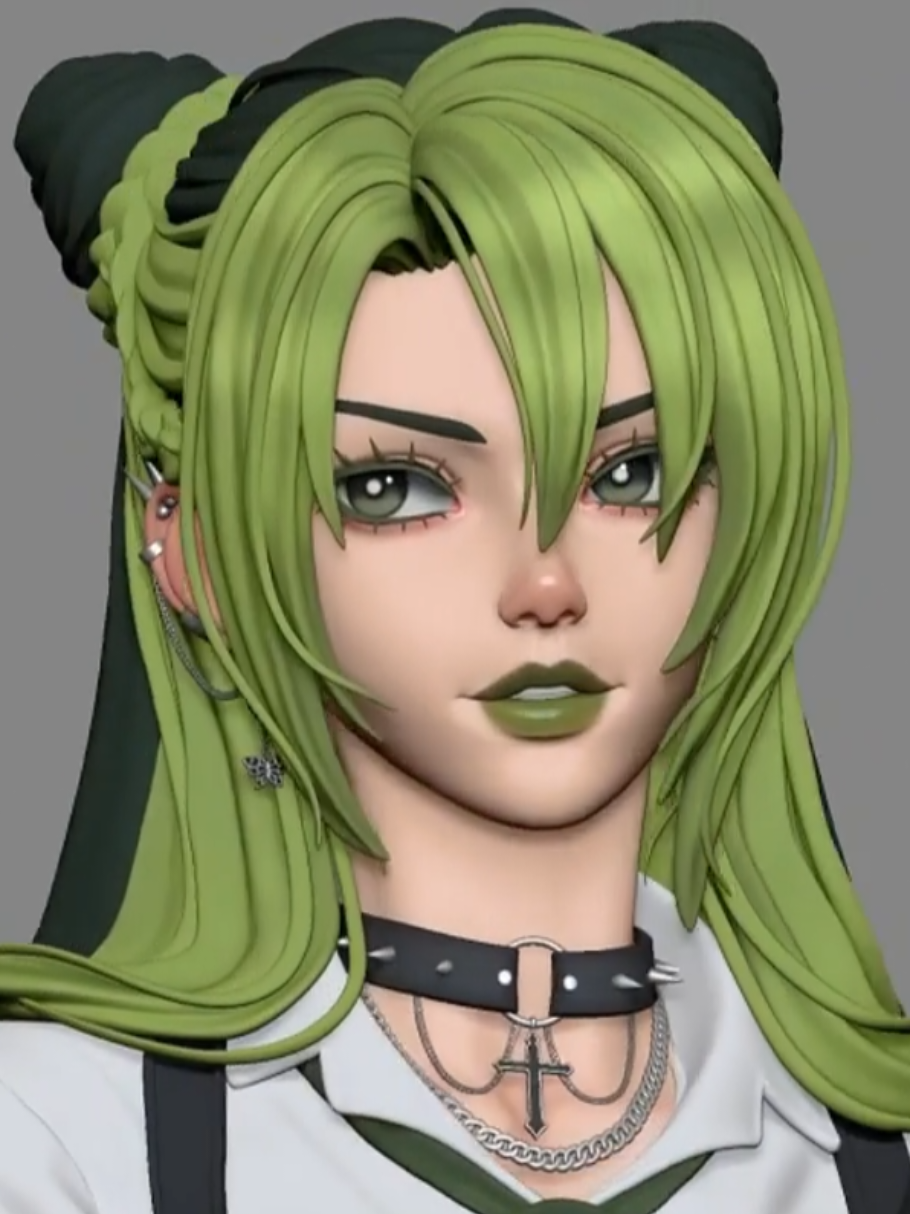 based on illustration by #neg_50asu !!! #jolyne #irenecujoh #jjba #jojopart6 #zbrush #digitalsculpt #3dcharacter #blender3d 