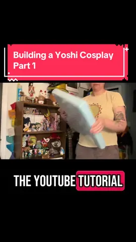 Part 1 of many building a Yoshi cosplay. The materials are gathered. Using 1/2 inch, and 1 inch poly foam from the foam factory online, and 2 inch high density poly foam from Walmart. The Lycra and foam head also from the mart. #foam #firsttime #beginner #materialgathering #series #fursuit #yoshi #mascot 