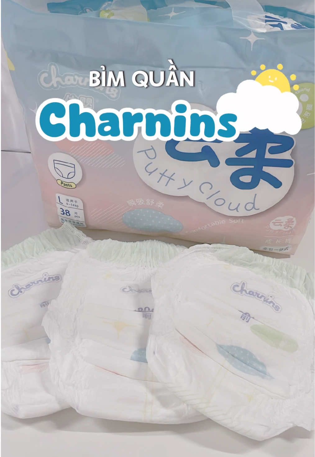 Cái loại này êm nha mấy bà. Đúng như cái tên gọi “nhẹ như mây” ưng ưng nhaa. Rất đáng thử luôn nè! 🤭.                                                                                                 #bimquan #charninsdiapers #charnins #bimchobe #ilovetiktok #xh