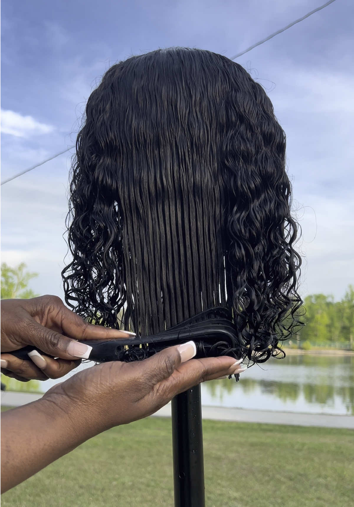 WHILE THE KIDS ARE PLAYING, I GOT TO FINISH WORKING ON OUR SABRINA WIG #boymom #fyp #wigmaking