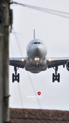 Virgin Atlantic A330-300 in some challenging conditions at London Heathrow.  . 🫡  . #virginatlantic #aviation #a330 #crosswind 