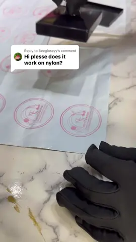 Replying to @Beeglossyy  To everyone asking if this works on nylon, Yes, we now havw the one that works on nylon. #customizedstamp #customizedstamps #smallbusinessowner #aesthetic #brandingtips #packagingtips #stamp #paperproductstamp 