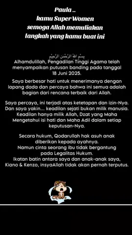 Gaes Putusan Pengadilan Tinggi Agama sudah keluar ..dan dimenangkan Baim Wong ,sungguh ironi ..ketika seorang ibu yg mengandung 9 bulan 10 hari bertarung nyawa untuk melahirkan ke 2 anaknya tak mendapatkan hak asuh dan hanya diberi kesempatan untuk bertemu saja di hari yg sdh ditentukan  ,knapa BS begitu ?! ,... speechless  mba Paula menerima putusan ini dg IKHLAS .. mashaallah tabarakallah semoga Allah menguatkan  mba pau ... teriring salam dan doa ,mba pau kamu hebat 😍🤍😘🫰#womensuportwomen #pengadilantinggiagama #paulaverhoven #baimwong #sadis #memisahkanibudananak #kasuspaulabaim #ikhlas #fyp 