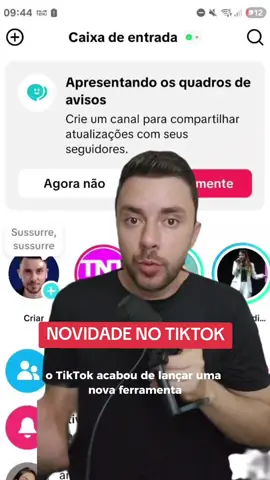 O tiktok acabou de liberar uma nova ferramenta chamada Quadros de Avisos, que serão canais no direct para mandar comunicação em massa para seguidores. Essa ferramenta é muito legal e funciona bem demais na rede vizinha. Chegou aí pra você? #quadrosdeavisos #novidadenotiktok #creatorsearchinsights #tiktokparaempresas 