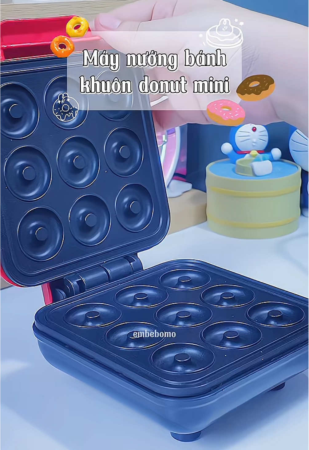 Nướng bánh khuôn tròn donut mini #review #embebomo #maynuongbanh #aimi 