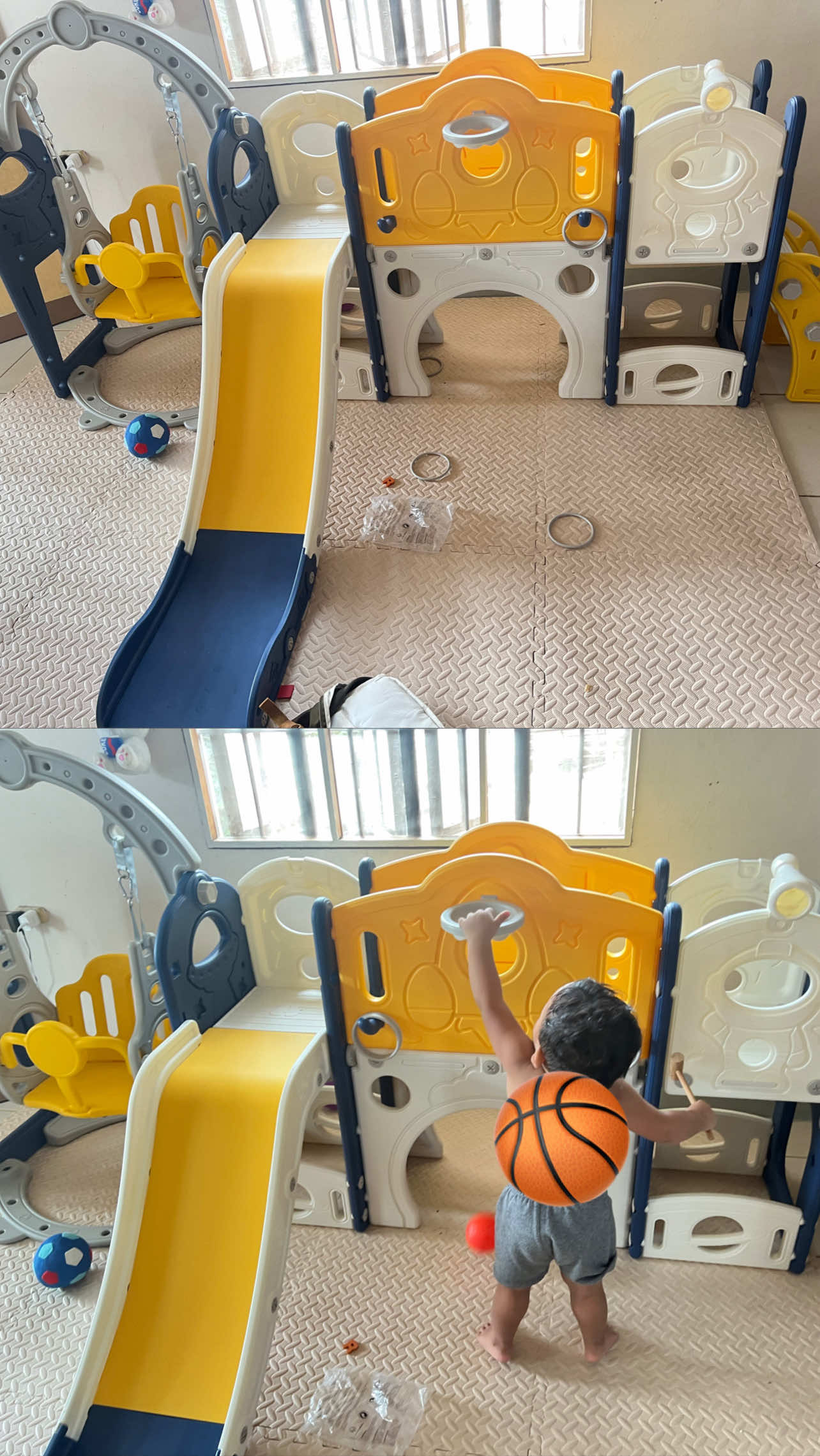 Super ganda, super sulit! Your kid’s all-in-one play set is here! 🛝  ✔ Slide & swing ✔ Super large platform ✔ Storage space ✔ Hook ring ✔ Basketball hoop ✔ Telescope ✔ Hobby cave  Safe, sturdy, at perfect pang indoor or outdoor bonding with baby! 😍 #play #fyp #trending #happykids #foryou #momapproved #foryoupage #kids #toddler 