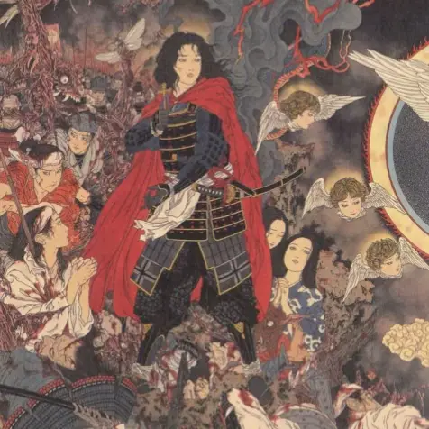 This artwork reflects the hidden history of Christianity in Japan. In the center, an angelic woman in a kimono symbolizes the fusion of Japanese culture and Christian faith, surrounded by angels and chaos. On the left, a samurai shows traditional Japan, while on the right, a Christian knight or martyr evokes the persecuted Japanese Christians (Kirishitan) during the Edo period. The piece portrays a spiritual clash—faith vs. violence, East vs. West, heaven vs. hell. #ChristianityInJapan #JapaneseArt #Kirishitan #HiddenHistory #ArtExplained #SpiritualArt #TikTokArt