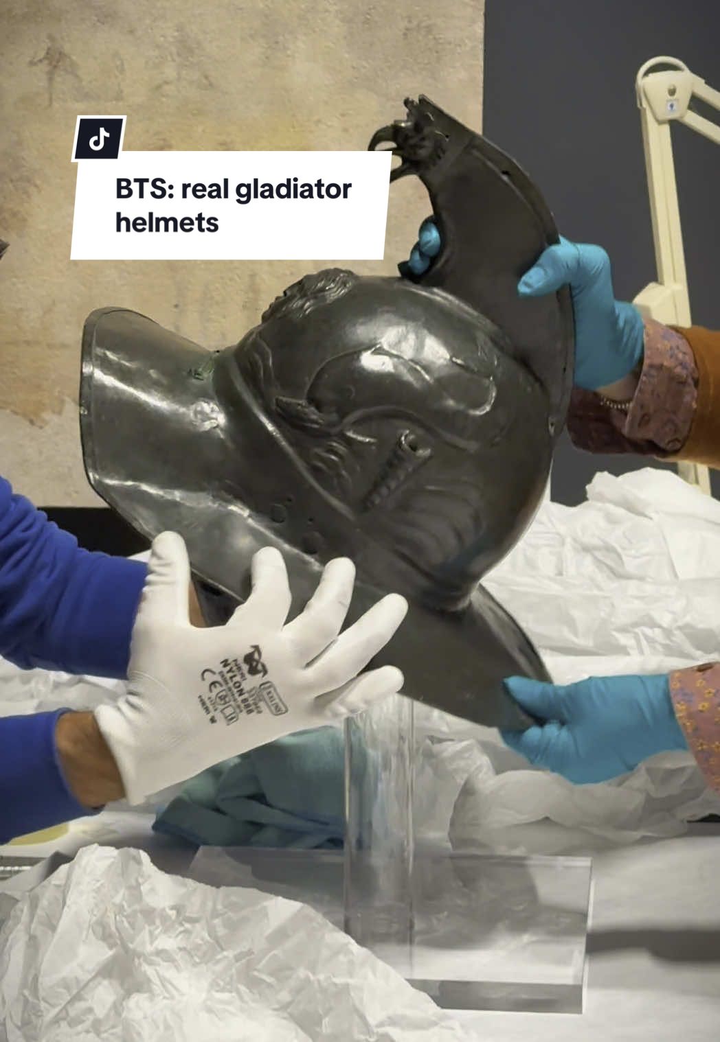 Getting up close and personal with the real deal: almost 2000 year old gladiator helmets! See them for yourselves at our new exhibition, link in bio for tickets. #royalarmouries #historytok #museumtok #armsandarmour #museum #history #gladiators #gladiator #ancientrome #romanempire 