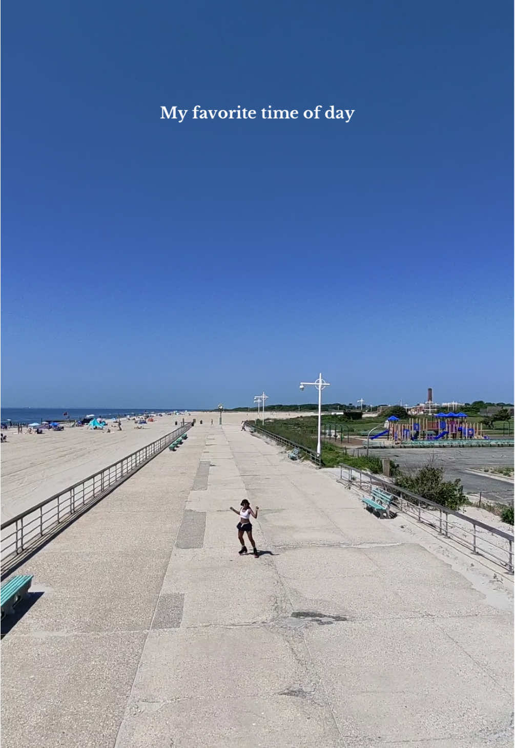 Recorded with my self flying drone 🥰 Do you know what beach this is?  #melodyskatess #rollergirl #rollerskating #nycskater #droneshoot #nycbeach 