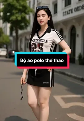 Sét bộ áo nữ polo họa tiết sọc thể thao và năng động #trend #xuhướng #viral #thoitrang #thoitrangnu 