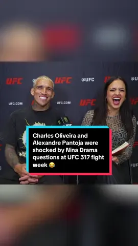 Charles Oliveira and Alexandre Pantoja were shocked by Nina Drama questions at UFC 317 fight week LOL #UFC #charlesoliveira #alexandrepantoja #kaikarafrance #joshuavan #ninadrama #kickboxing #boxing #muaythai #muaythaifighter #muaythaifighter #taekwondo #jiujitsu #brazilianjiujitsu #jiujitsugrappling #jiujitsulifestyle #wrestling #wrestlingtiktok #wrestlingtok #fit #Fitness #grappling #karate #boxing #judo 