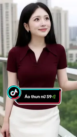 Áo thun nữ cổ sơ mi cotton mịn #aophongnu #aothunnu ##thoitrangnu #xuhuongtiktok 