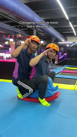 Chongqing motorcycle trend low budget version. 😂 Visit us at WIIJUMP FIESTA CARNIVAL, CUBAO. #fyp #funny #chongqingmotorcycletrend