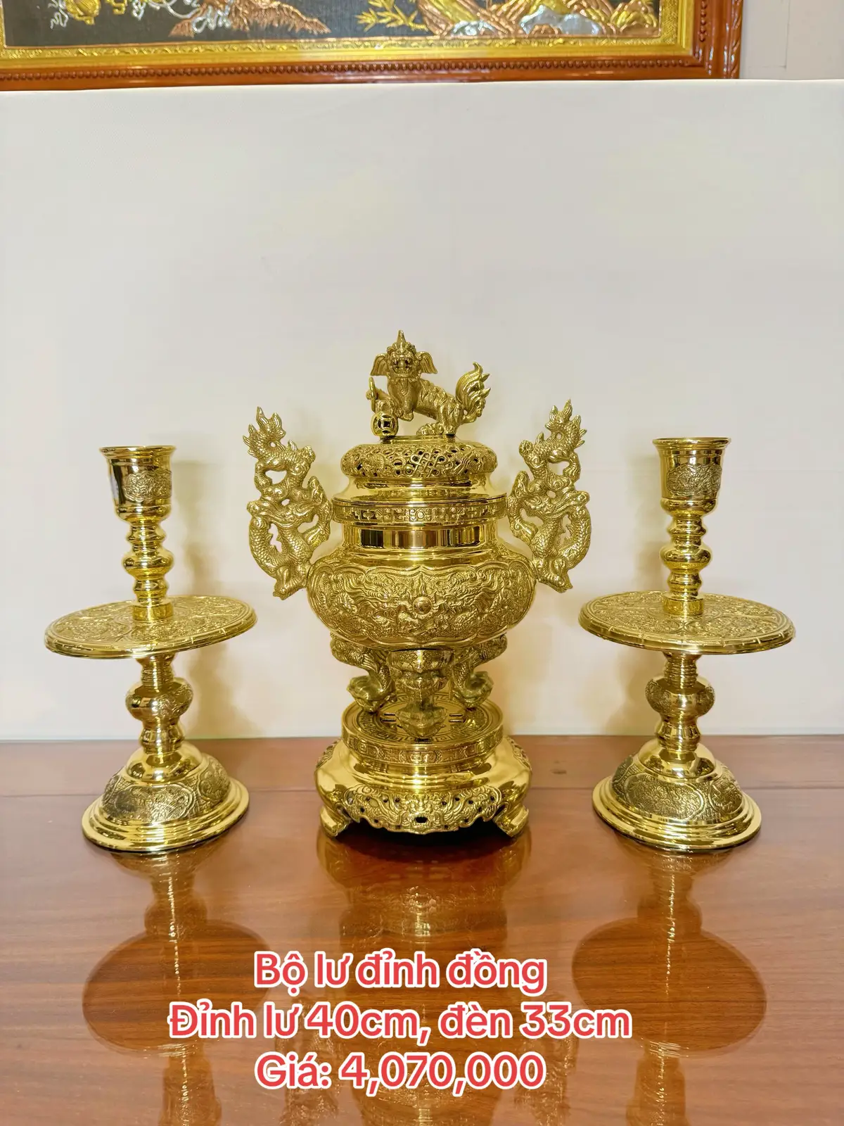 Bộ lư đồng cao 40cm #thucongmynghe #dodongmynghe #đồng #đúcđồng #tiktokshop #lư_đồng #chân_đèn_lư_đồng #chân_đèn_thờ #vietnam 