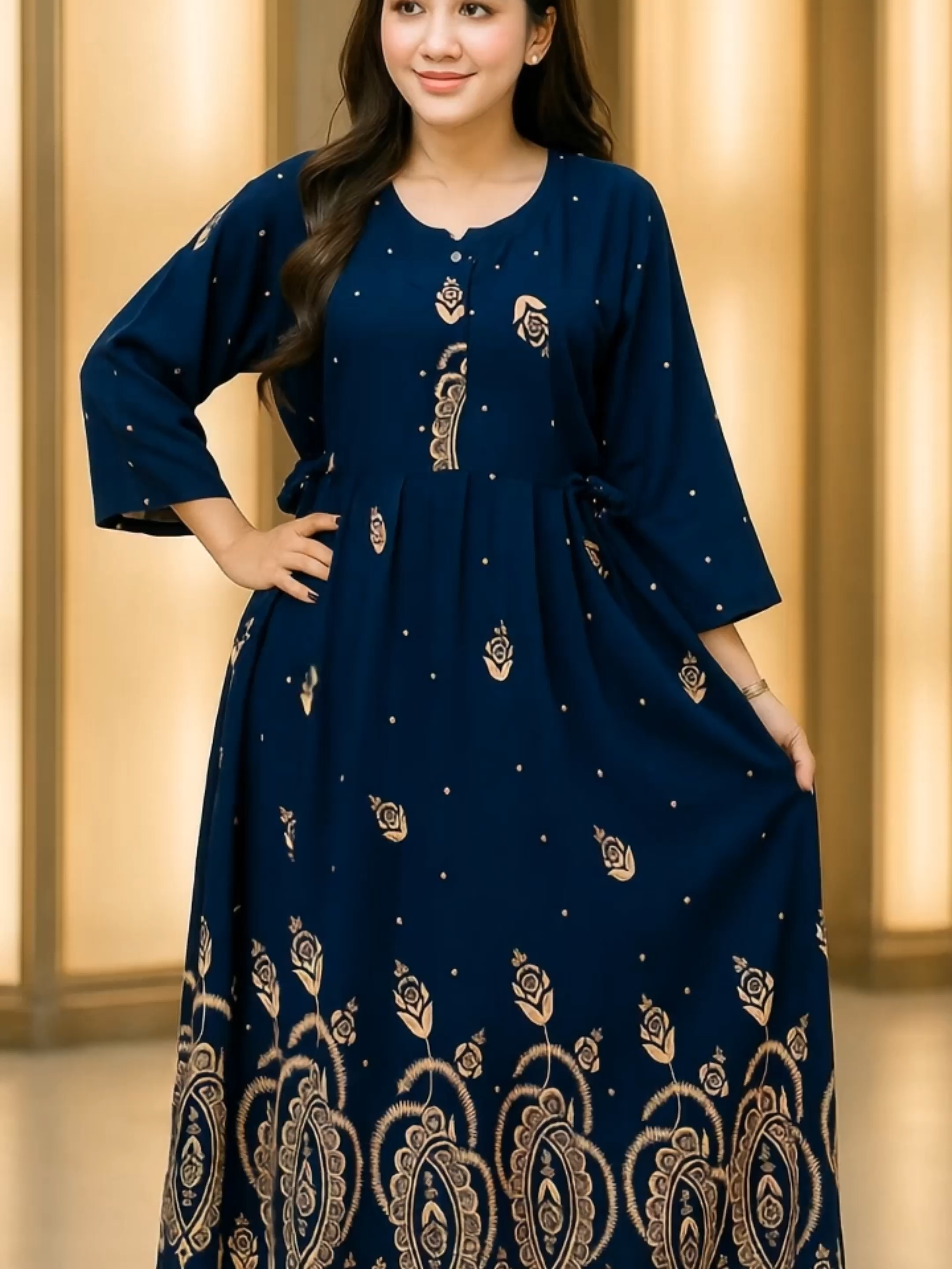 Daster Chibi Rayon Tangan 3/4 Jumbo Panjang//Daster Wanita Kancing Depan Bumil Motif Terbaru Bahan Rayon Tebal Busui hits #daster #jumbo #dress #busui