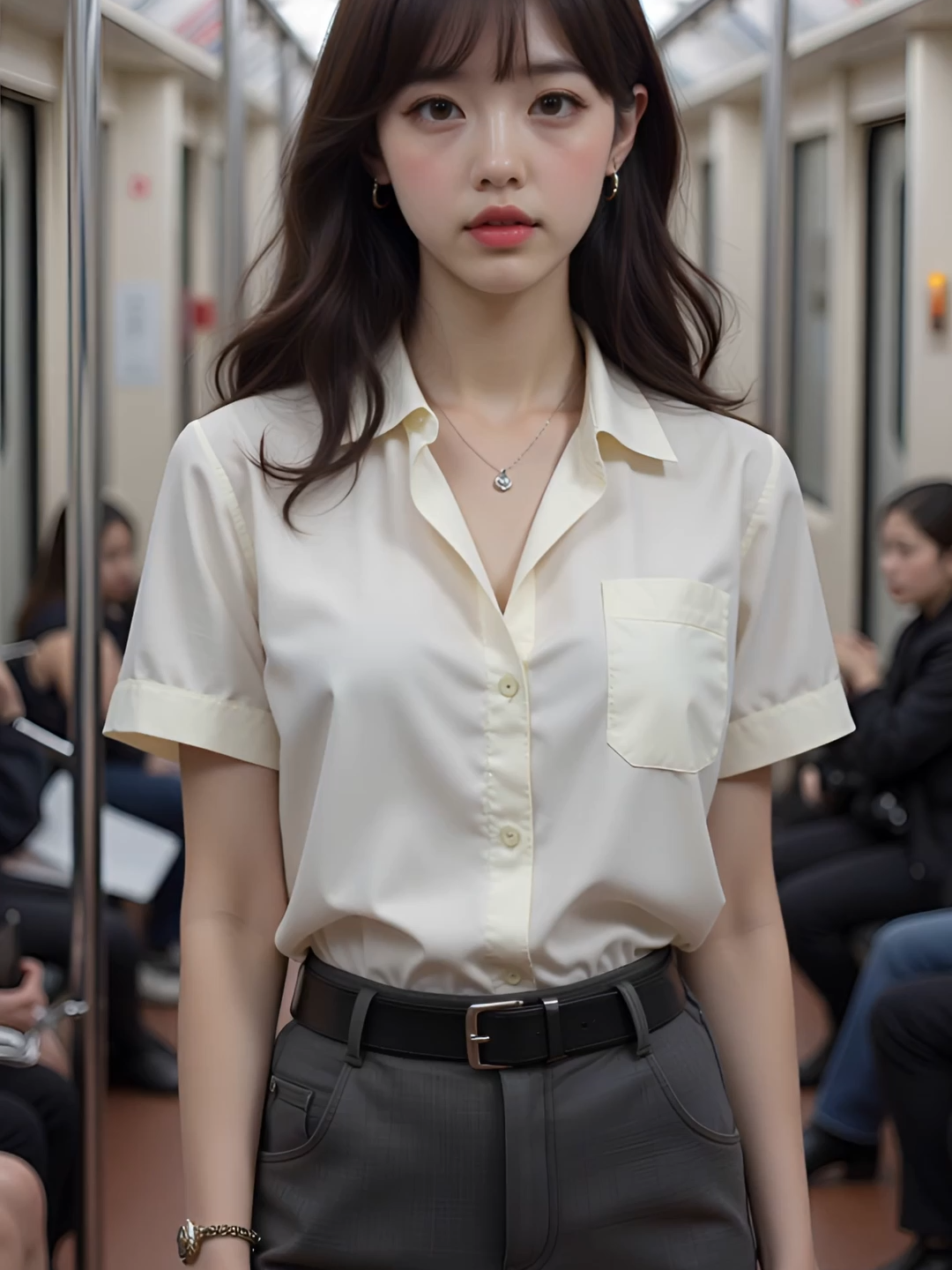 지하철에서 찰칵📸 단정한 출근룩으로 하루를 시작해요✨ Morning office look on the subway 🚇 Neat, stylish, and ready to go! 電車の中でパシャ📸 清潔感ある通勤コーデで一日スタート✨ 在地铁上记录的通勤穿搭📸 干练又时尚，开启新的一天✨ #OfficeLook #WorkOutfit #DailyFashion #CleanStyle#きれいめコーデ #OL