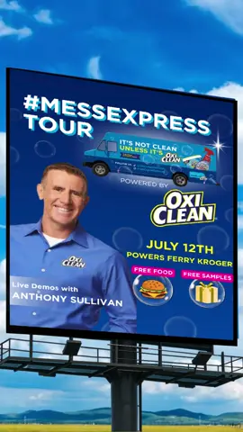 🚨 The OxiClean #MessExpress is rolling into Marietta! 🚨 Get ready to join the fun with OxiClean at the Powers Ferry Kroger! 🎉 Free food, exciting prizes, samples, and a chance to meet Anthony Sullivan, 