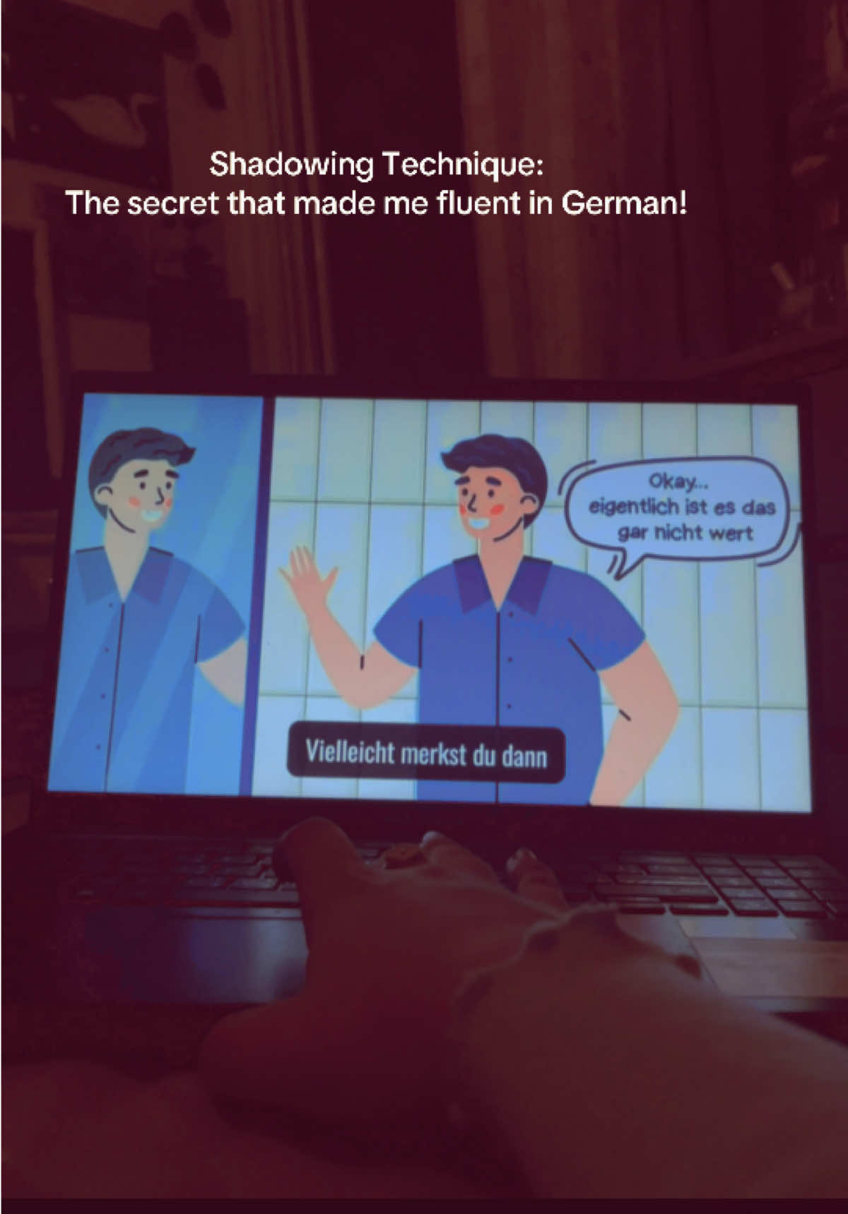 Tried shadowing yet? This ONE technique changed how I speak German — more fluency, better pronunciation, and faster thinking. Watch how I do it step-by-step and try it yourself! Comment “SHADOW” and I’ll send you my favorite shadowing resources to practice with 💬 #learngerman #DeutschLernen #الشعب_الصيني_ماله_حل😂😂 #fyp 