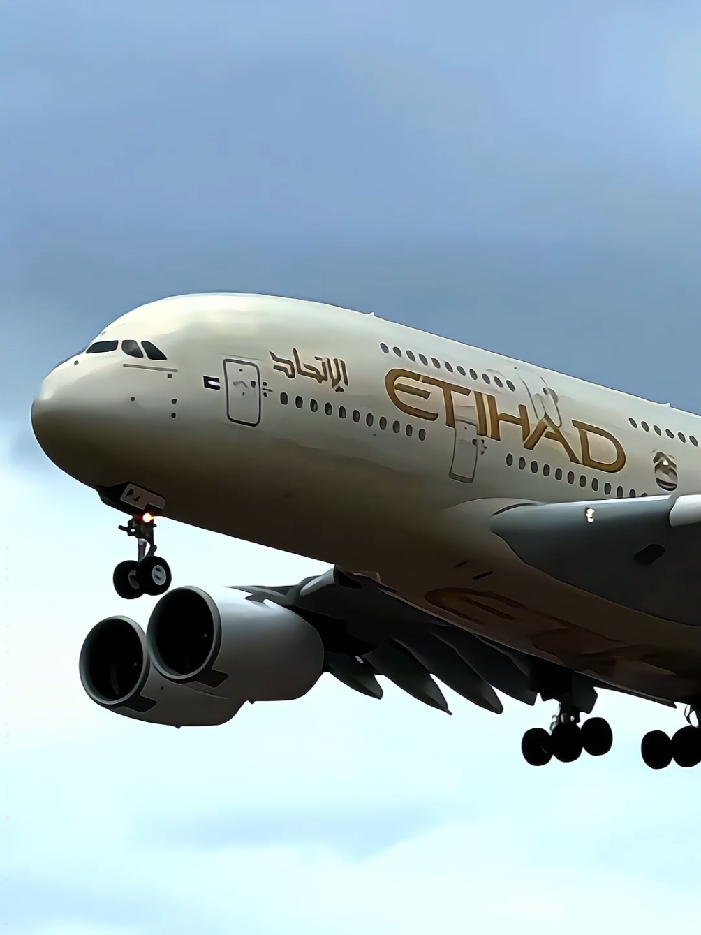 Etihad airways Airbus A380 ❤️ #EtihadAirways #A380 #AirbusA380 #PlaneLanding #AviationLovers #AirplaneSpotting #FlyingHigh #TravelGoals #AviationPhotography #InFlight #AircraftLovers #AirTravel #AviationLife #PilotLife #landing 