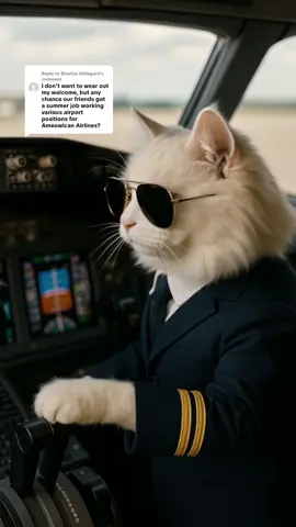 Replying to @Bloofus Hildegard Ameowican Airlines ✈️✨ What's next!? ✔️✔️✔️ @American Airlines #viraltiktokr #aiartwork #catlovers #americanairlines 