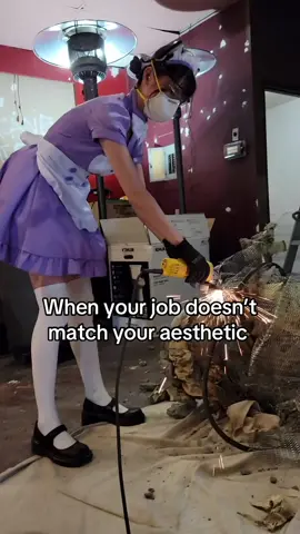 Fashion over function? 💅  Arcane Maid Cafe is open!! This was during the beginning construction, yes we actually did all the construction ourselves ✅  #maidcafe #cosplayfun #メイド 