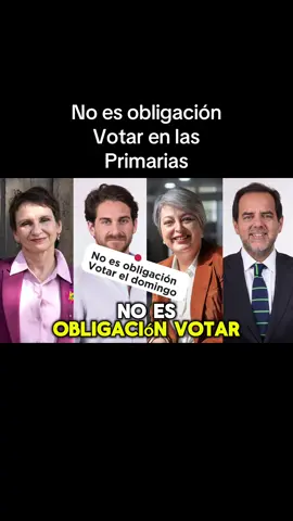 No es obligación votar en las primarias presidenciales de la izquierda. El domingo si quieres no vas a votar. #NoObligatorioVotar #AbstenciónEstrategica #PrimariasIzquierda #DejaQueSeVeanSoles #SinTuVotoNoCuentan #NoVotarEsMensaje #IzquierdaSinApoyo #VotoNoObligatorio #NoTeDejesPresionar #ChileSinVotosIzquierda #chileserecha #chilekast #chilekaiser