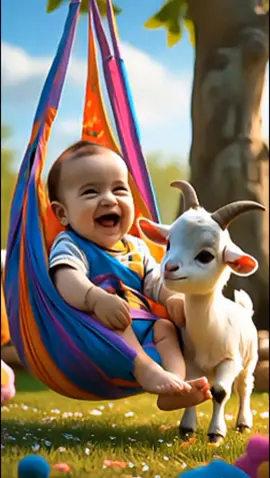 Baby laughing at baby goat #5000k #cartoon #viralvideos #tiktokcreator #foruyou #foryoupage #funnyvideo