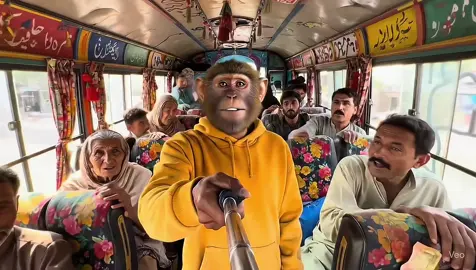 monkey vloger beth gya bus me🥰 #monkey #Vlog #foryoupageofficiall #fypシ #fypシ゚viral 