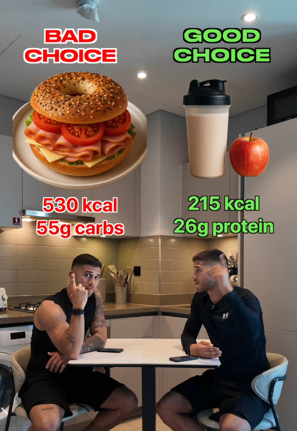 It’s always your fault. Busy morning? No time to prep? That’s where habits decide your results.  High-calorie bagel or quick protein shake with an apple to stay on track? Building muscle or burning fat doesn’t require perfection - just better everyday choices. You don’t need more time - you need a better plan. 🤝 Follow me for nutrition know how, high-performance meals & fitness tips that actually fit your lifestyle.