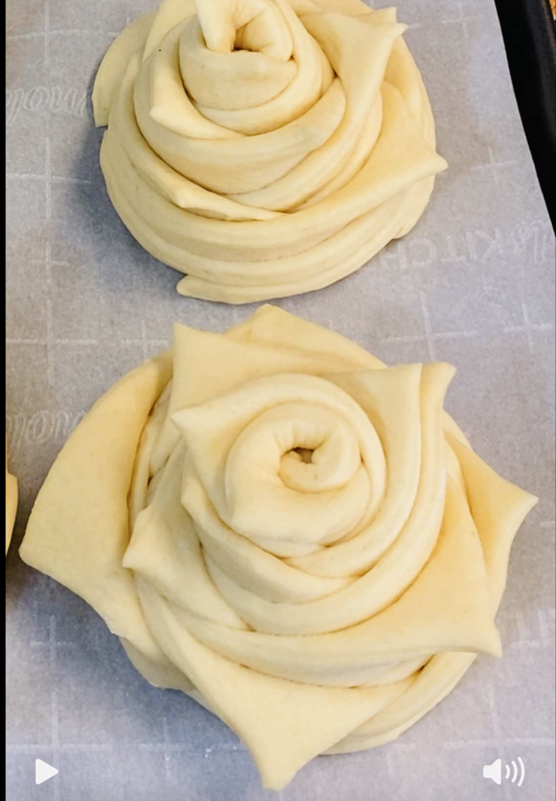 Rose flower bread pastry design. Very soft fluffy and delicious. #bread #baking #pastries #dough #deli #rosedesign #viralvideo #trending #popular #post #reels 