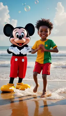 Babies dance aram sam sam with Mickey Mouse                      #baby #mickeymouse #senegal #footballtiktok #sea 