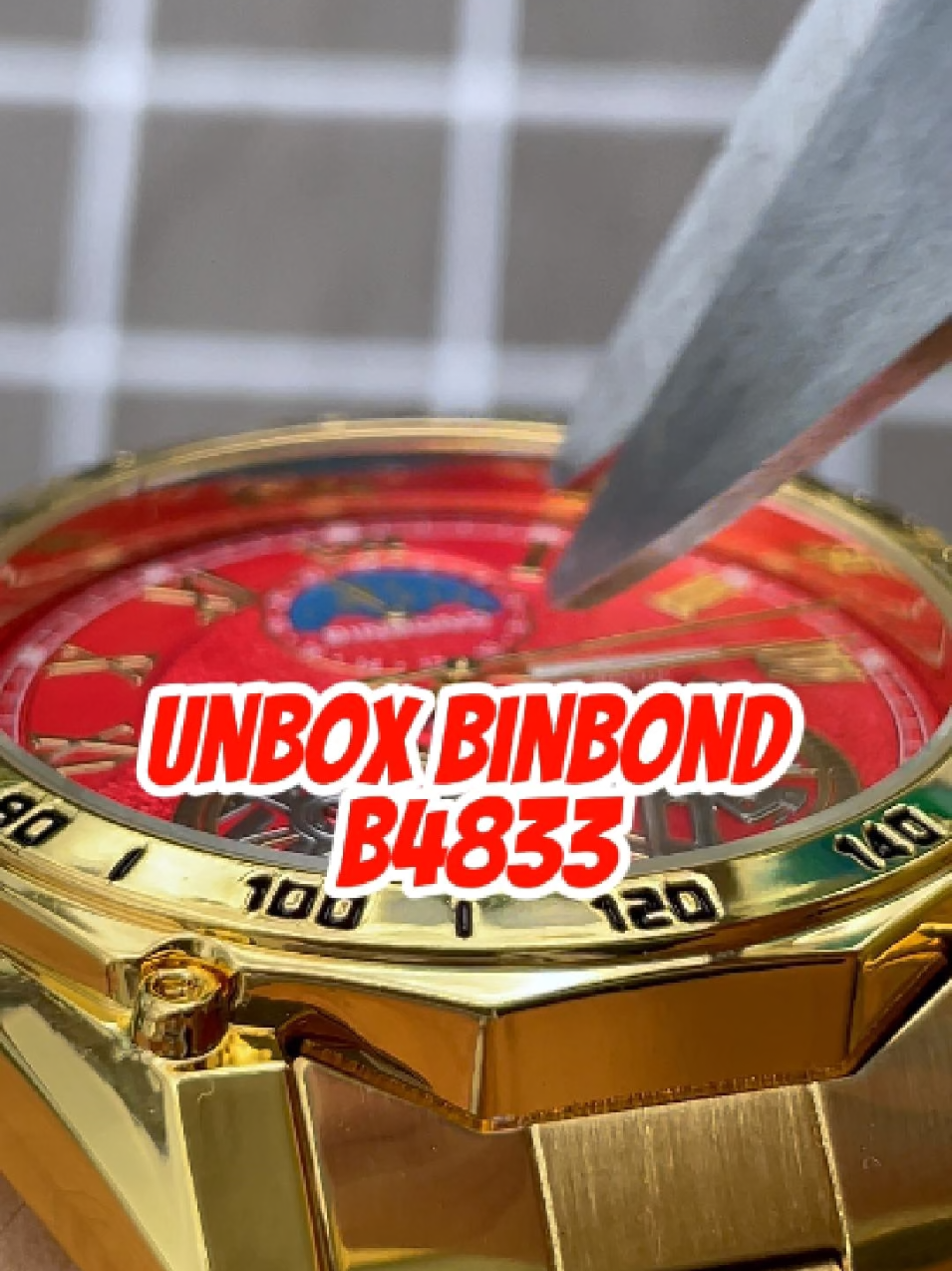 Đồng hồ dây thép nền đỏ dây thép vàng #donghodaythep #donghobinbond #binbondb4833 #b4833 #donghodaquang #donghochongnuoc 