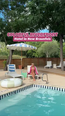 ✨Stay at this colorful modernized riverfront hotel in New Braunfels! ✨ GIVEAWAY on Instagram @austinfoodstagram  Hacienda del Rio is located on the banks of the Guadalupe River and minutes from Gruene Hall, this Texas Hill Country stay has it all.  The perfect summer vacation where you’ll be riverside with a pool, bar & court spots like beach volleyball + pickleball. Spend your days floating, playing and relaxing.  Formerly Gruene Outpost River Lodge Book with code RACHEL10 for a 10% discount off your stay this Summer! #gruenetx #newbraunfels #guadaluperiver #exploretexas #TravelTexas #VisitTexas #texashotel #texas #gruenetexas 
